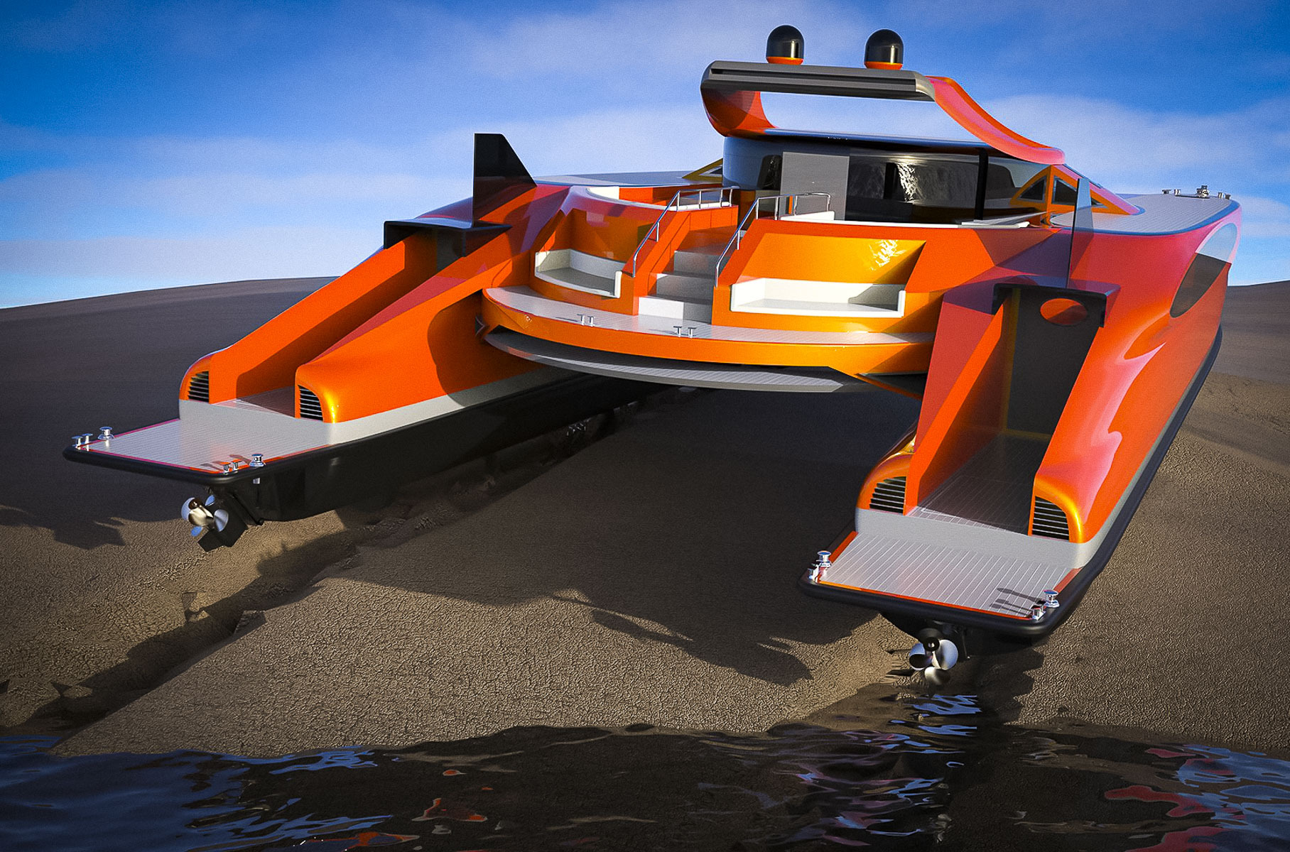 Посмотрите на 25-метровый катамаран-амфибию с Tesla на борту за 30 миллионов долларов Посмотрите на 25-метровый катамаран-амфибию с Tesla на борту за 30 миллионов долларов Новости