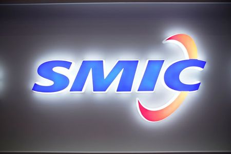 A logo of Semiconductor Manufacturing International Corporation (SMIC) is seen at China International Semiconductor Expo (IC China 2020). REUTERS/Aly Song