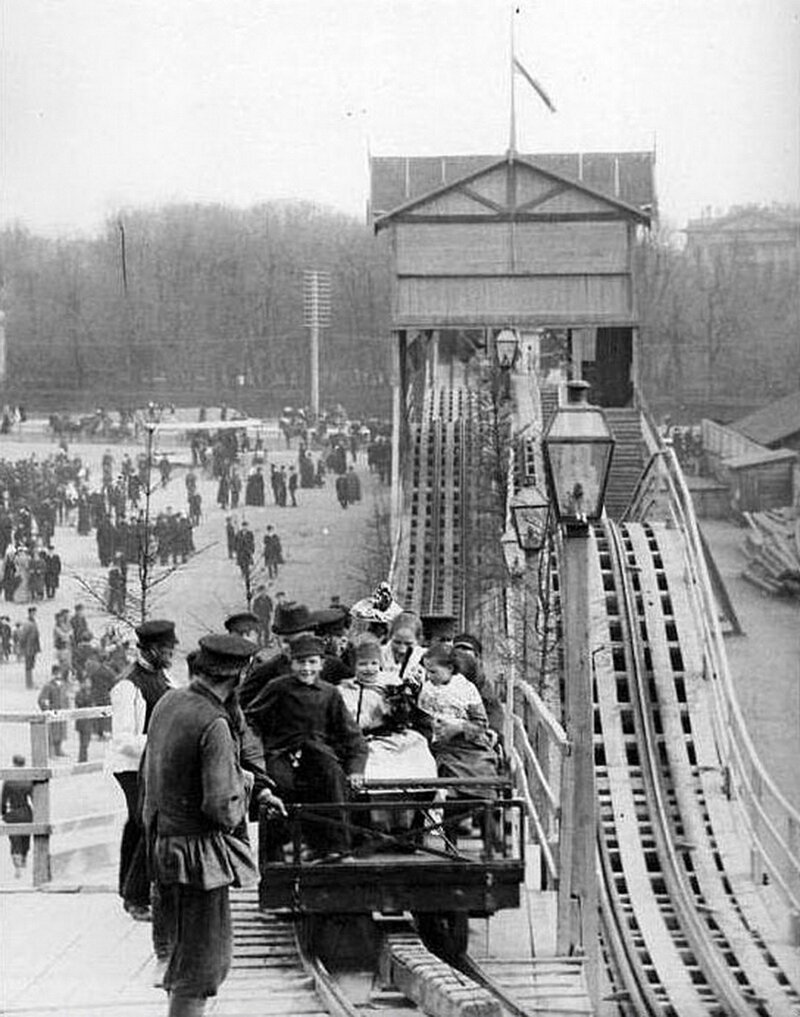 «Русские горки» на Марсовом поле, Санкт-Петербург, 1895 год 19 век, жизнь до революции, редкие фотографии, снимки, фотографии, царская россия