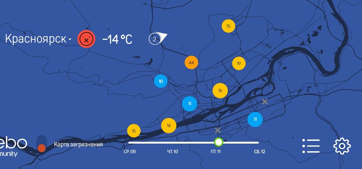 Карта загрязнения воздуха красноярск