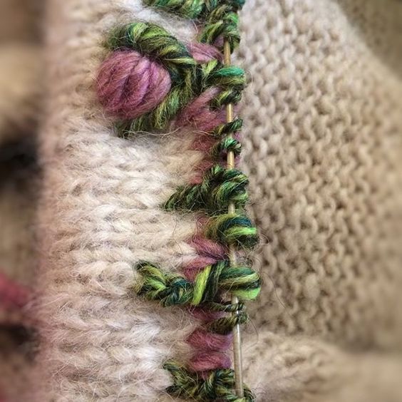 Puff Color Knitting: авторская оригинальная техника вязания Лены Родиной вязания, процессе, элемент, позволяет, полотне, можно, элементы, пряжу, техники, Родиной, можете, техника, Knitting, Color, протяжки, изнанке, пластичные, стороне, напоминающие, лицевой