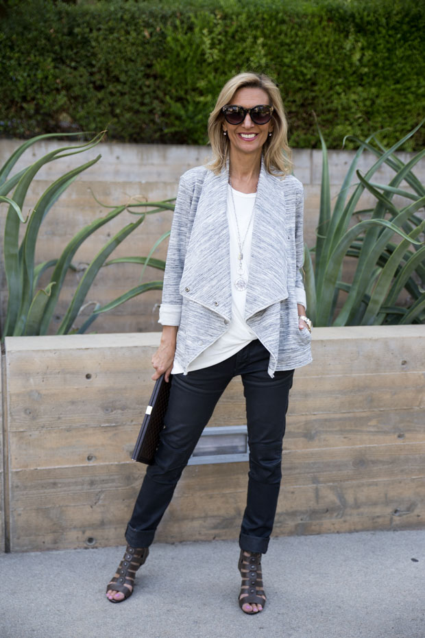 Heather Gray Knit Cascading Collar jacket