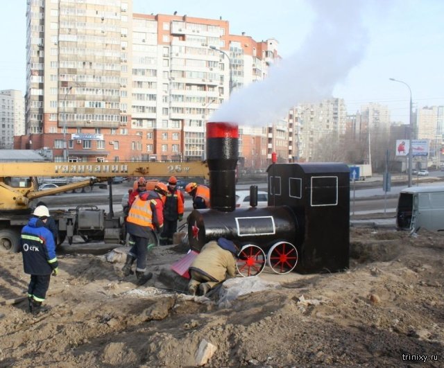 Необычные арт-объекты на теплотрассе в Новосибирске Необычные арт-объекты на теплотрассе в Новосибирске приколы,юмор