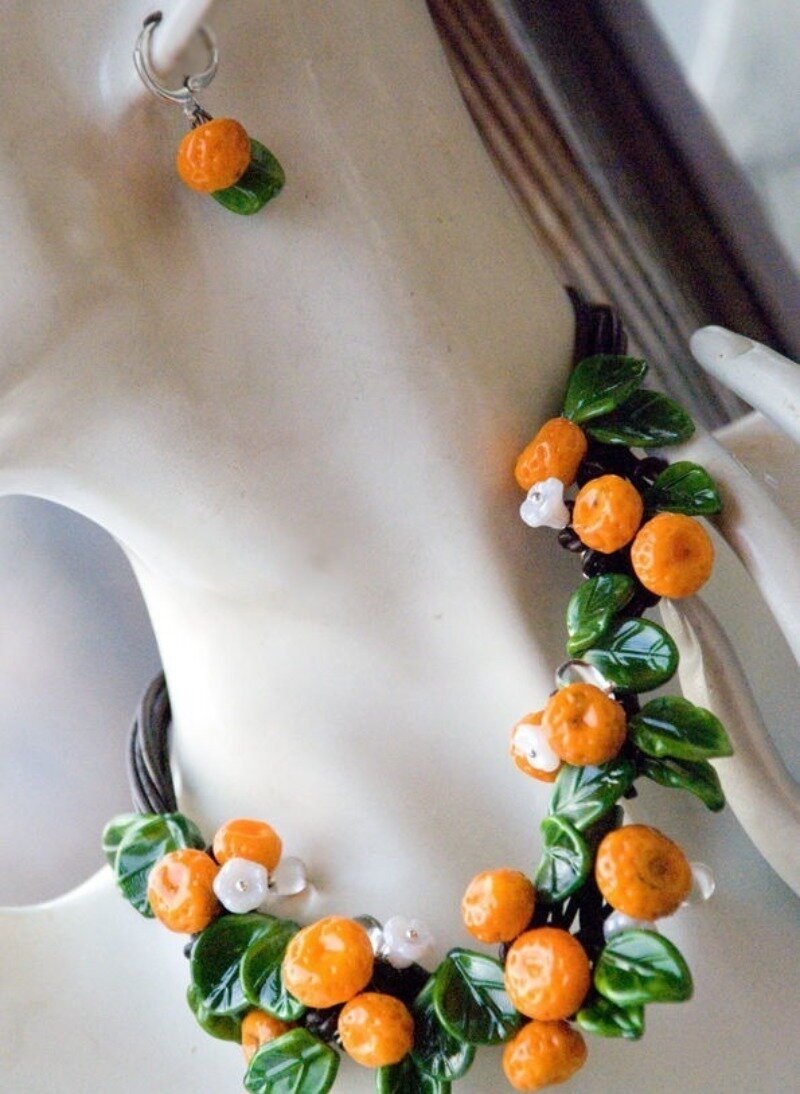 Серьги-сосульки, бусы-мандаринки и другие интересные украшения, сделанные из стекла «лэмпворк» мастерство,творчество,украшения