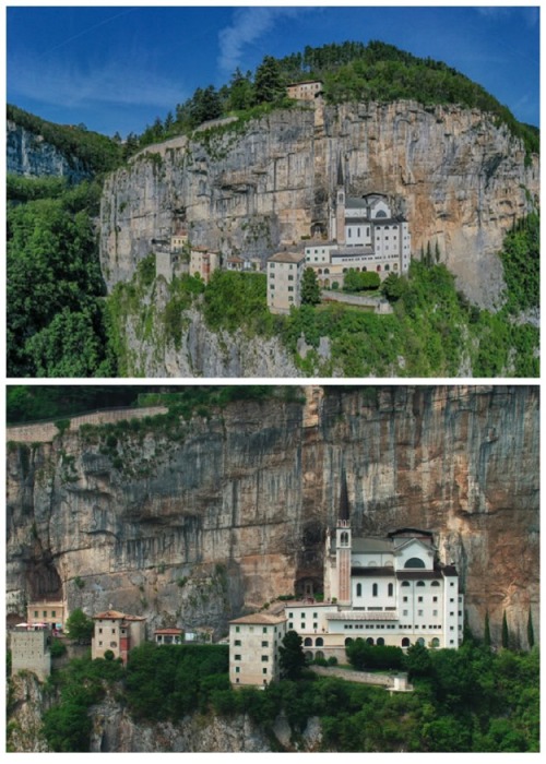 Парящая в небе церковь Santuario Madonna della Corona (Италия). | Фото: baldofestival.org.