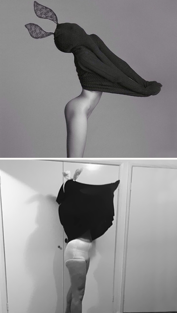 женщина пародирует фото из инстаграм 