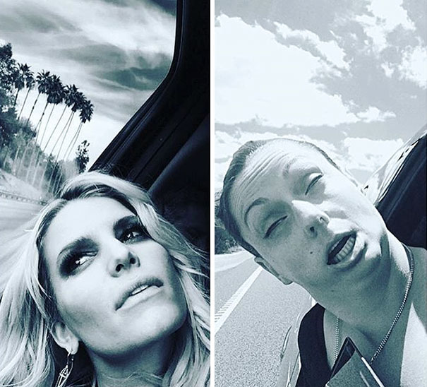 женщина пародирует фото из инстаграм 