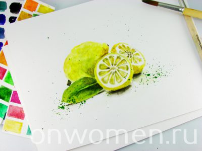 Лимон акварелью мастер-класс,рисунок