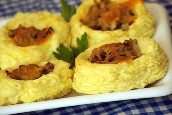 Гнездышки картофельные с грибами рецепт приготовления
