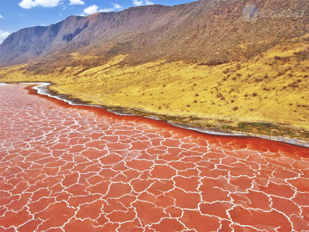 Натрон: озеро с водой кроваво красного цвета Пространство