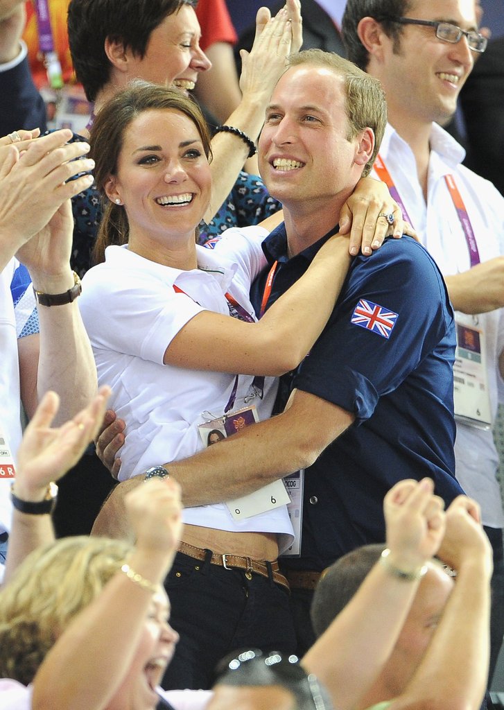They couldn't help embracing while cheering for the home team during the London Olympics in August 2012. 