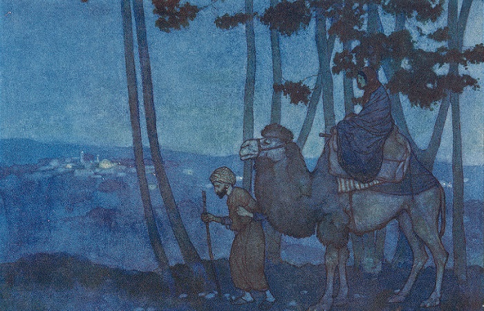 Чаще всего в сказках сборника встречается как герой странствующий купец. Иллюстрация Эдмунда Дюлака.