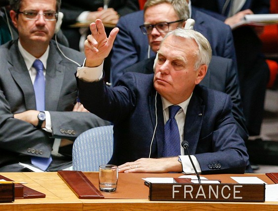 Министр иностранных дел Франции Жан-Марк Эро на заседании Совбеза ООН 8 октября 2016