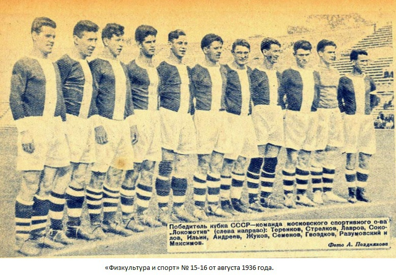 «Локомотив» — победитель первого Кубка СССР в 1936 году. Источник: «Физкультура и спорт».