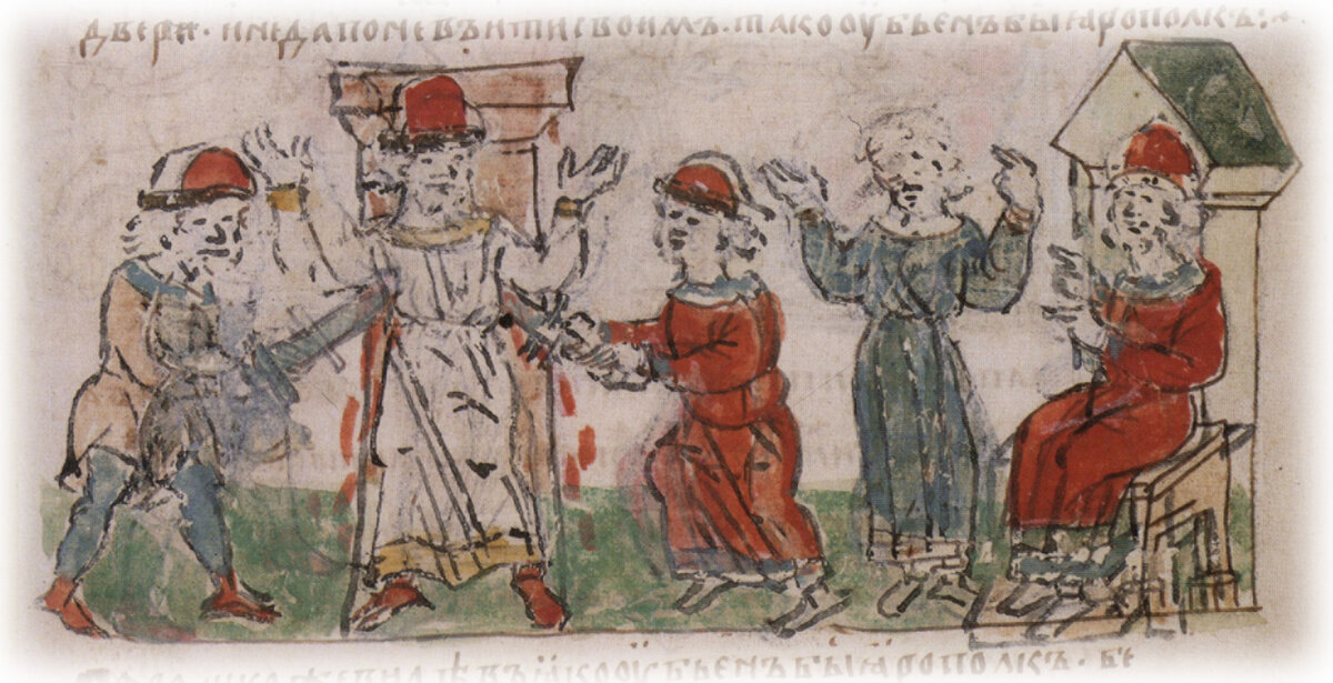 Убийство Ярополка (летописная миниатюра) (Иллюстрация из открытых источников)