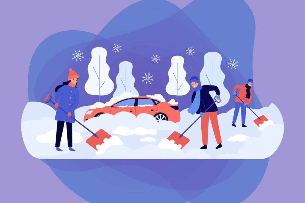 Сотрудники МЧС рассказали, как правильно откапывать автомобиль из-под снега