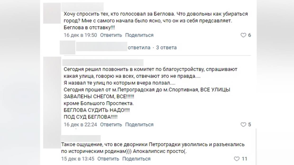 Снежные завалы вынуждают жителей Петроградского района Петербурга выходить на проезжую часть Общество