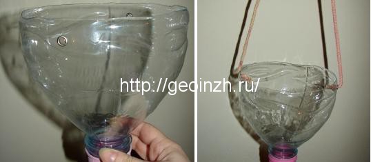 Яркие подвесные декоративные вазоны «фонарики» из пластиковых бутылок