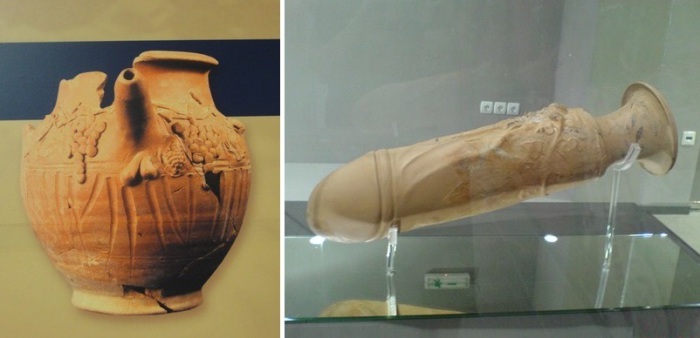 Предметы из древнегреческого борделя в Салониках. | Фото: atlasobscura.com.