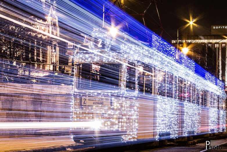 Фотопроект: светящиеся трамваи Будапешта Будапешт,Венгрия,транспорт