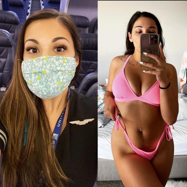 Симпатичные стюардессы в форме и без Симпатичные стюардессы в форме и без картинки,позитив