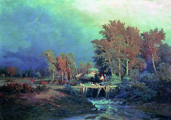 "Перед дождём". 1870—1871, холст, масло. 39,7 × 57,5 см