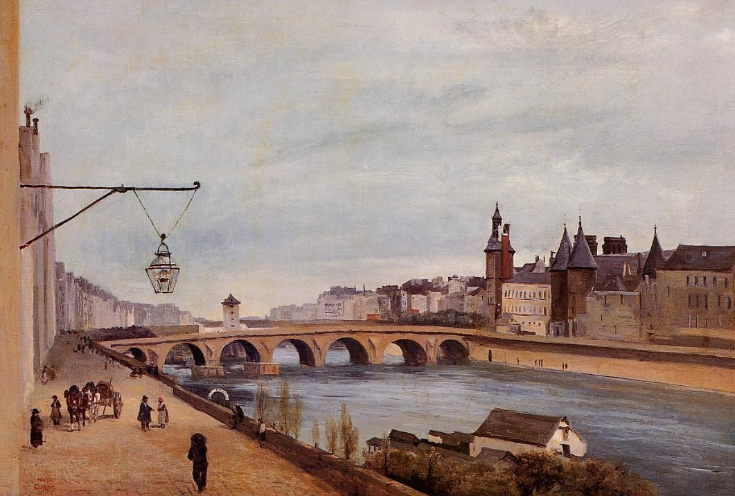 Jean-Baptiste-Camille Corot 1830-е The Pont-au--Change and the Palais de Justice.jpg