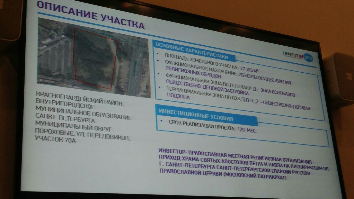 Беглов утвердил другую площадку для храма вместо парка Малиновка