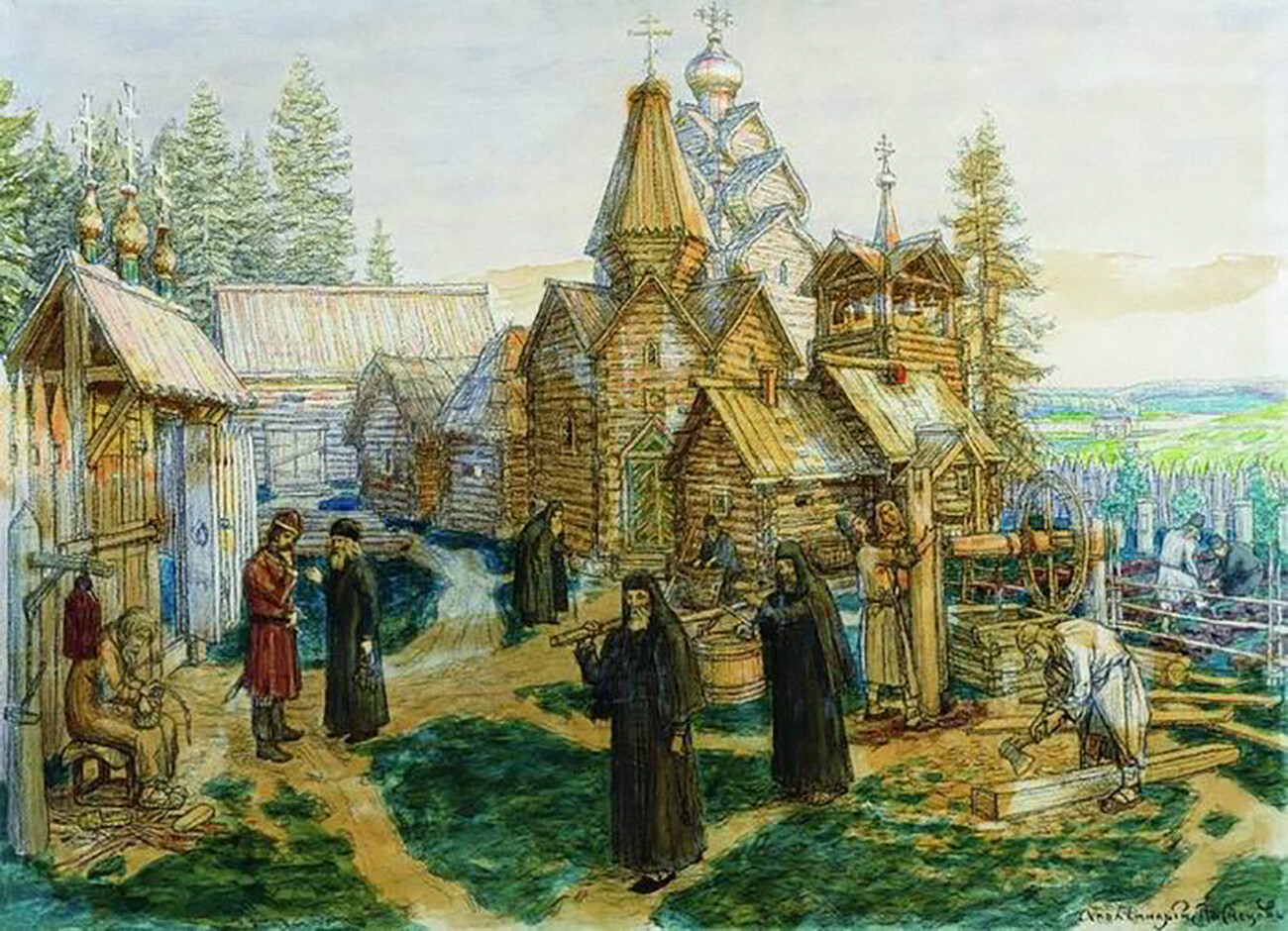 Как жили в 16 веке. Троицкий монастырь Сергия Радонежского. Монастырь Сергия Радонежского 14 век.