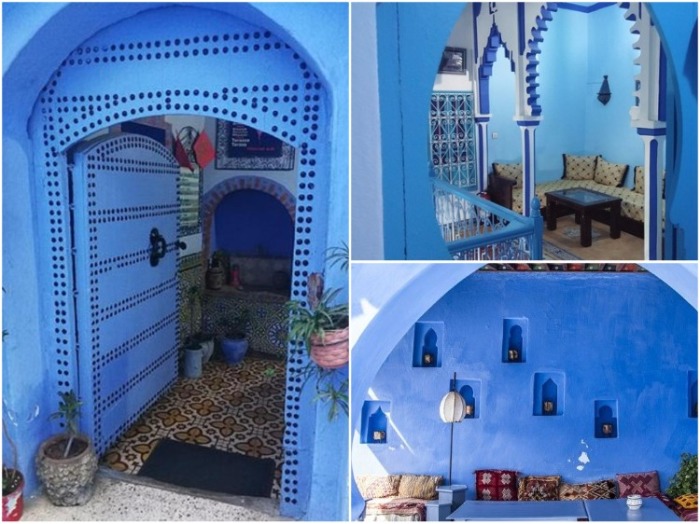 Интерьер старинных домов под стать всему сине-голубому убранству города (Шефшауэн, Марокко). | Фото: tripadvisor.co.za.