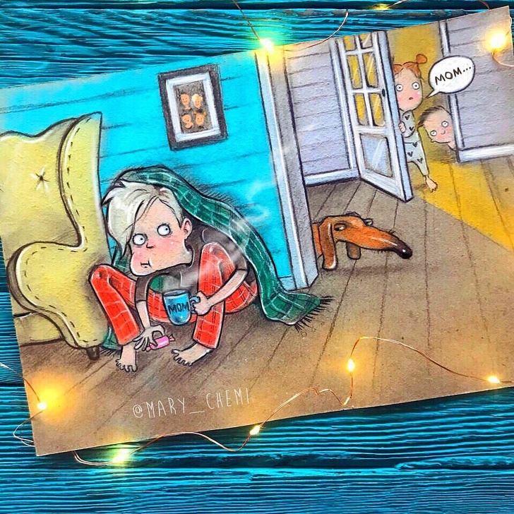 Мама 2 детей продолжает рисовать свои будни. Получается слишком жизненно Мама 2 детей продолжает рисовать свои будни. Получается слишком жизненно воспитание