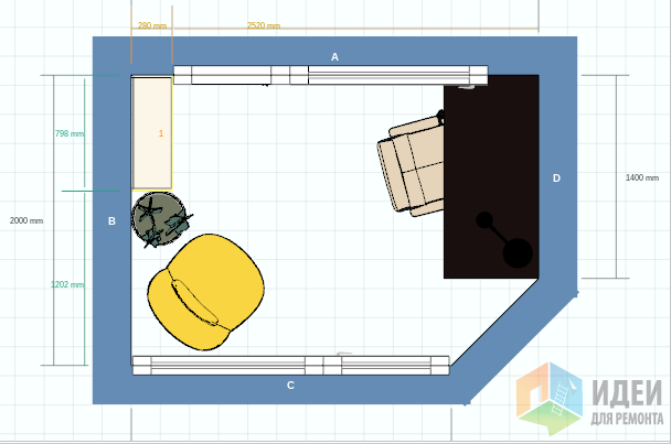 Таким был план кабинета, составленный в бесплатной программке-планировщике от икеи
