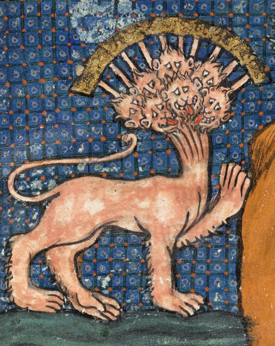 Он зверь Апокалипсис, Англия, ок. 1315-1325 Библиотека Бодлея, Selden Supra 38, fol. 86AR