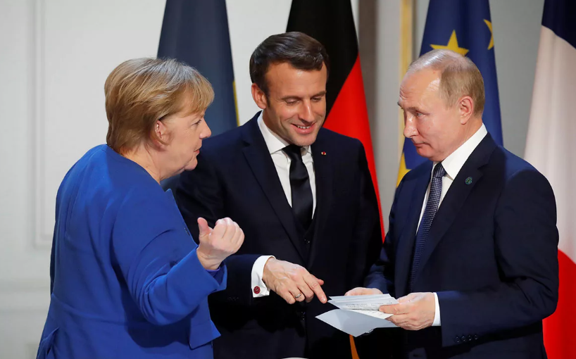 Путин, Меркель и Макрон