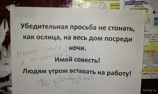 Объявления, которые люди оставляют для страстных соседей Объявления, которые люди оставляют для страстных соседей смешные картинки
