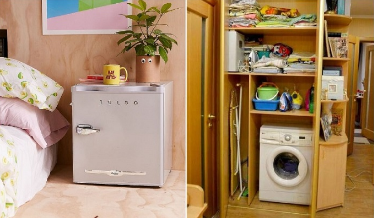 Холодильник в спальне, стиралка в шкафу: 5 нестандартных мест для бытовой техники в квартире идеи для дома,интерьер и дизайн