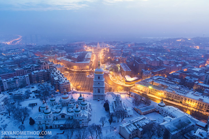 Зимний Киев с высоты