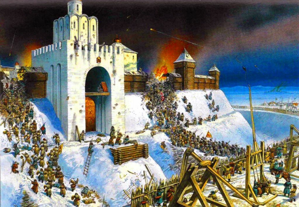 панорама "взятие Батыем Киева в 1240 году", обратите внимание, как резво бегут ордынцы по отвесным обледеневшим склонам - человек-паук нервно курит в сторонке