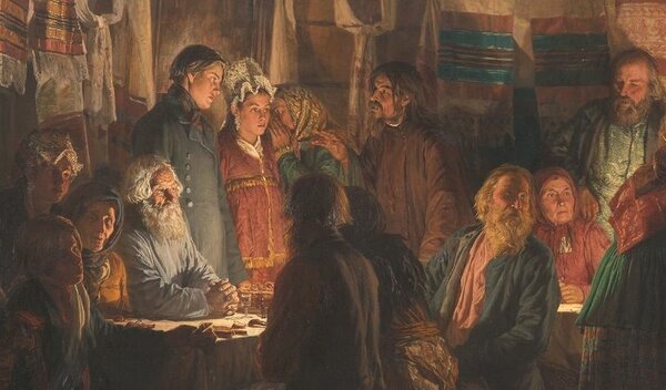 Фрагмент картины "Приход колдуна на деревенскую свадьбу".