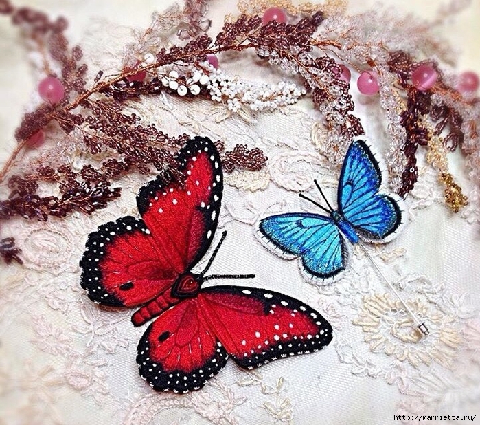 Объемная вышивка. БАБОЧКИ (17) (700x618, 469Kb)