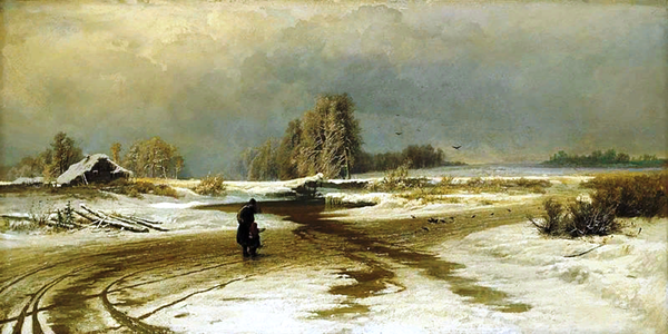  "Оттепель", 1871, холст, масло. 53,5 × 107 см