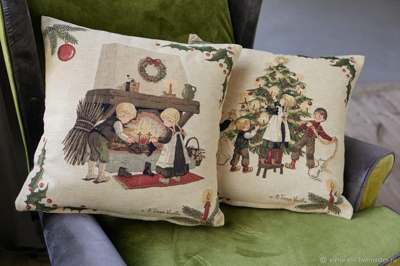 подушка гобеленовая новогодняя. гобеленовые подушки новогодние. декоративная подушка vingi ricami доломити. наволочки гобелен новый год. подушки испанский гобелен.